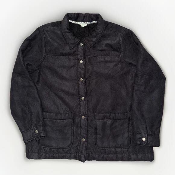 Boston Traders Faux Suede Fleece Lined Trucker Jacket Women’s Large Navy Blue - Picture 1 of 4